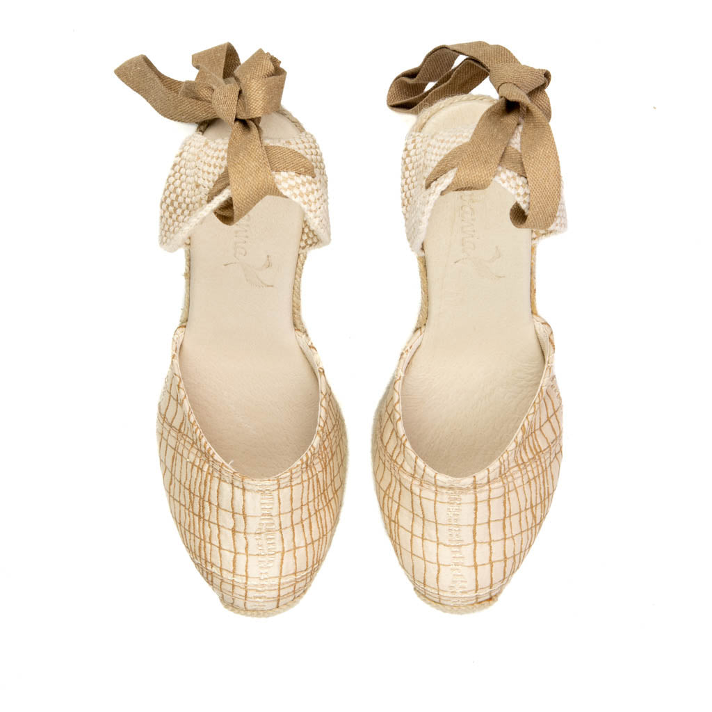 PRINTED LINEN CANVA wedge