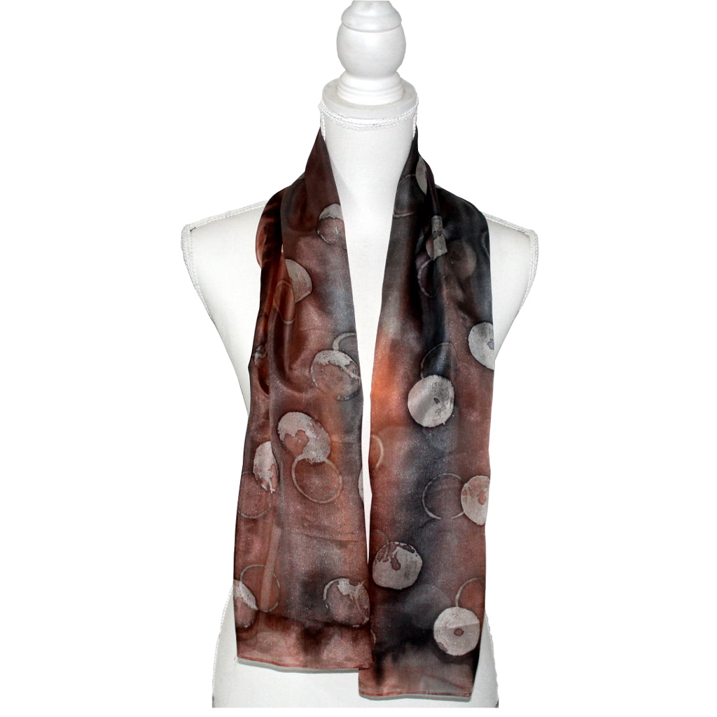 Hand-painted natural silk scarf, “FLOR DEL PARAÍSO” model