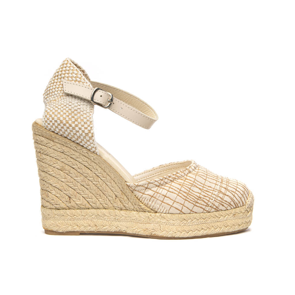 PRINTED LINEN CANVA wedge 