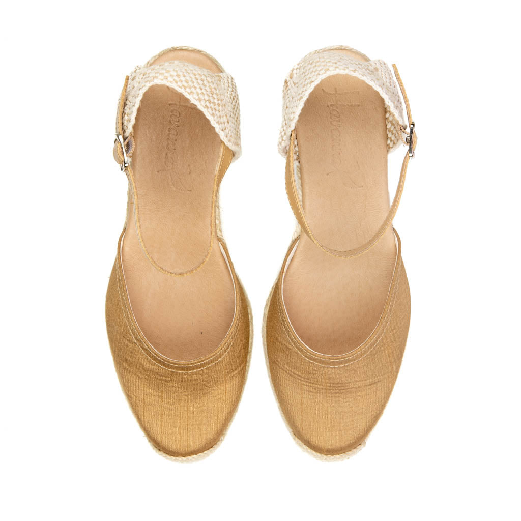 CANVA LINEN CARAMEL WEDGE