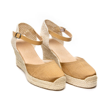 CANVA LINEN CARAMEL WEDGE