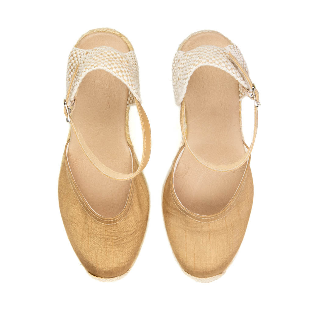 CANVA LINEN CARAMEL WEDGE