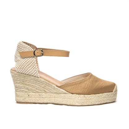 CANVA LINEN CARAMEL WEDGE