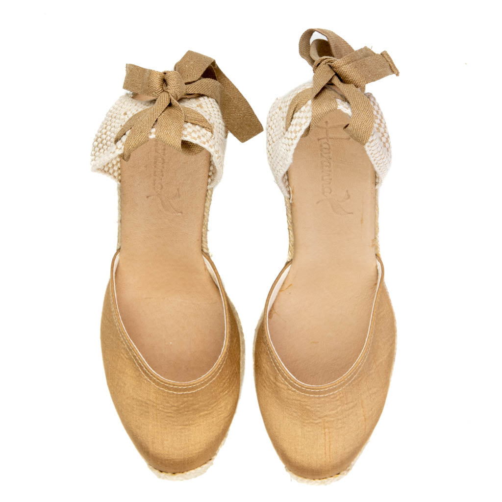 CANVA LINEN CARAMEL WEDGE