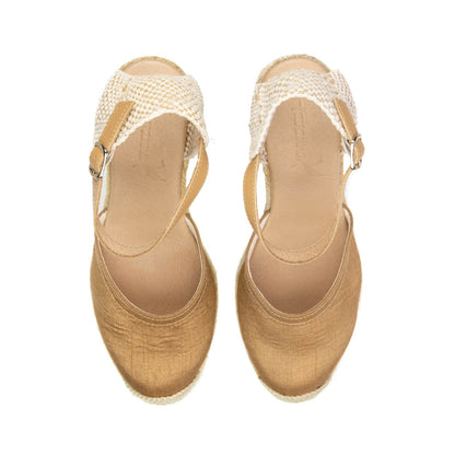 CANVA LINEN CARAMEL WEDGE