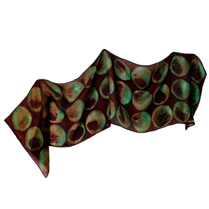 Hand-painted natural silk scarf, “FLOR DEL PARAÍSO” model