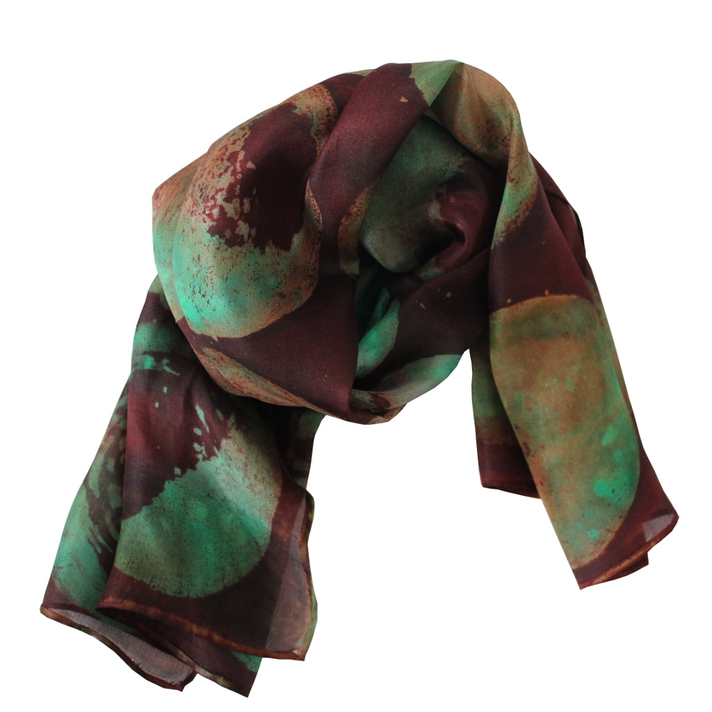 Hand-painted natural silk scarf, “FLOR DEL PARAÍSO” model