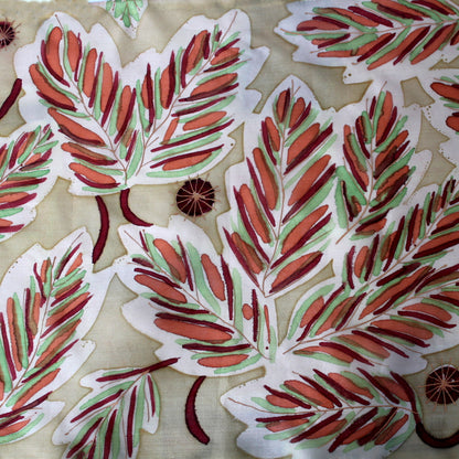 Hand-painted natural silk scarf, “FLOR DEL PARAÍSO” model