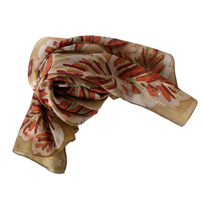 Hand-painted natural silk scarf, “FLOR DEL PARAÍSO” model