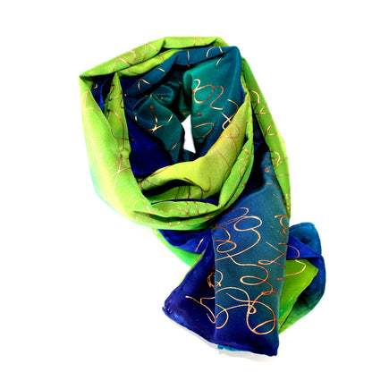 Hand-painted natural silk scarf, “FLOR DEL PARAÍSO” model