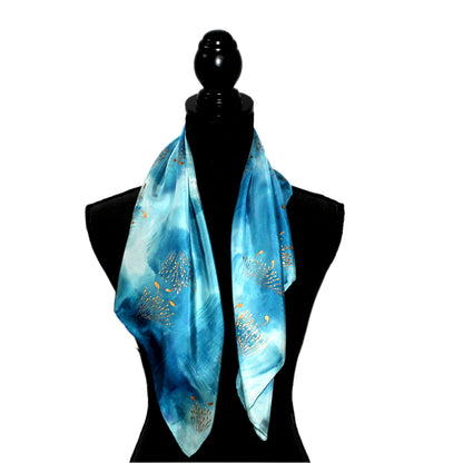 Hand-painted natural silk scarf, “QUIETNESS” model