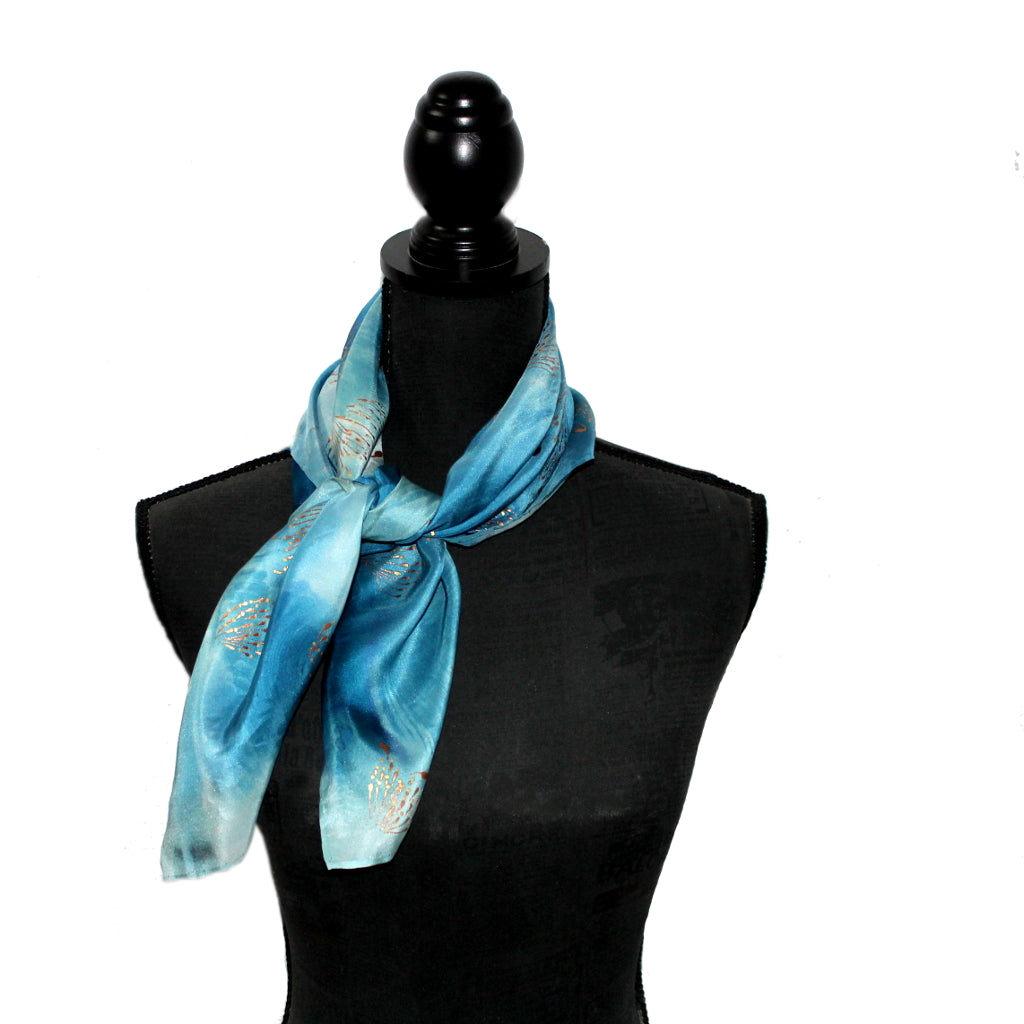 Hand-painted natural silk scarf, “QUIETNESS” model