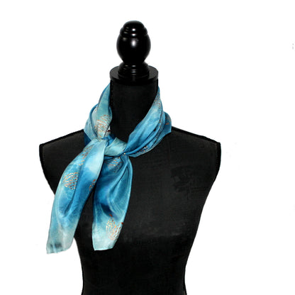 Hand-painted natural silk scarf, “QUIETNESS” model