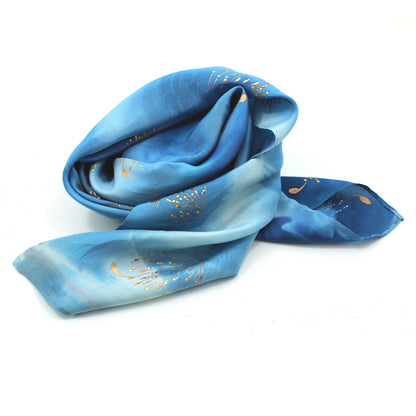 Hand-painted natural silk scarf, “QUIETNESS” model