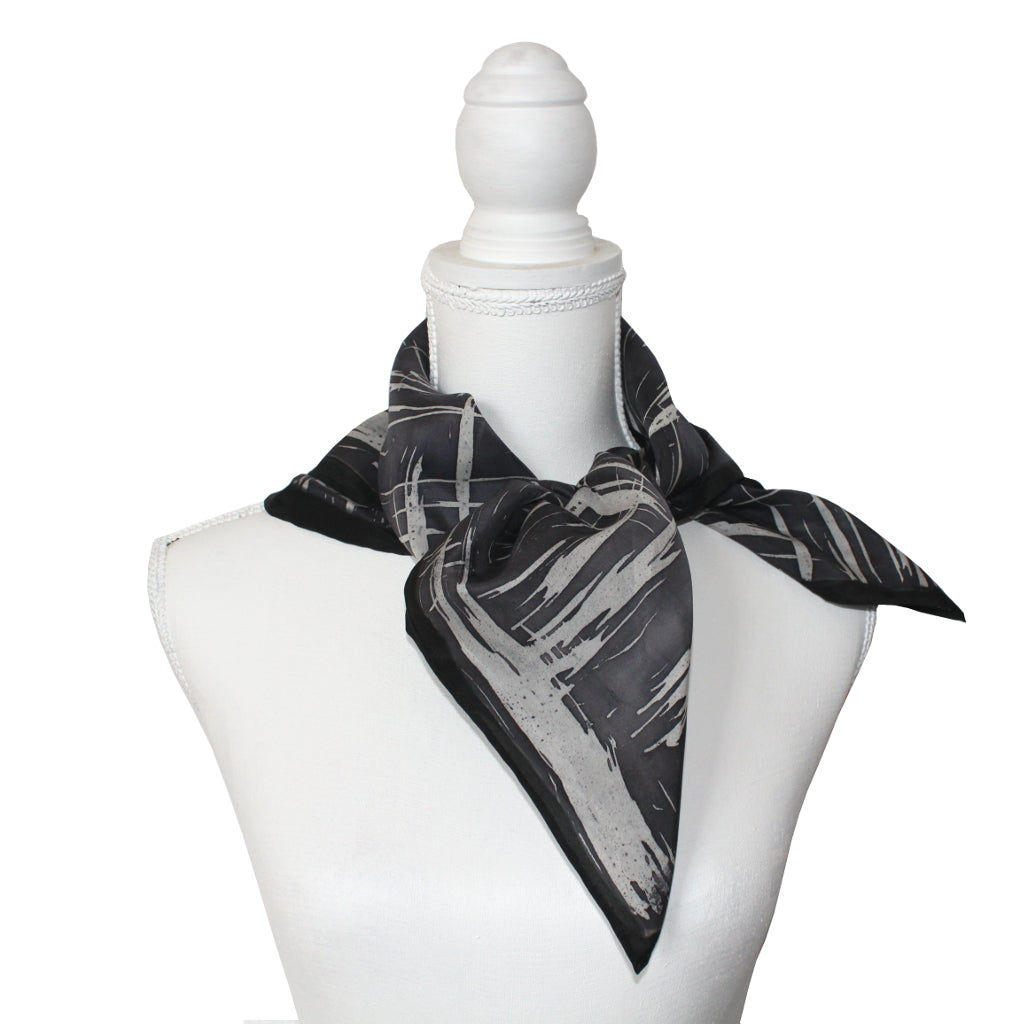 Hand-painted natural silk scarf, “RAIN” model