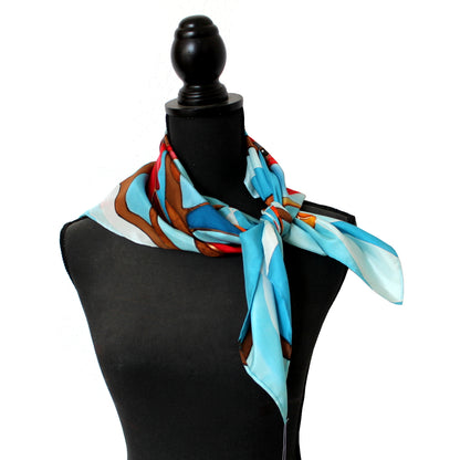 Hand-painted natural silk scarf, “TWO BIRDS” model