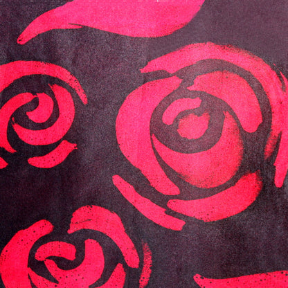 Hand-painted natural silk scarf, “RED ROSES” model